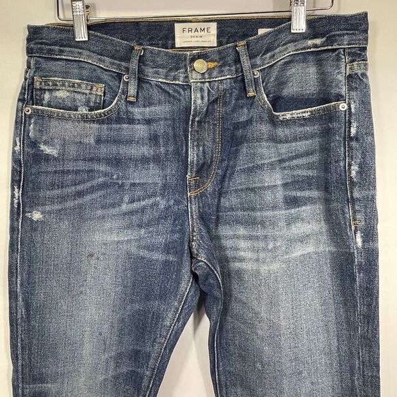 Frame Denim Medium Wash Distressed L'Homme Skinny Jeans Size 32 - Picture 2 of 12